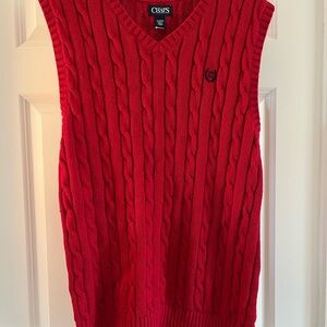 Chaps V-Neck Red Cable Knit Sweater Vest (Boys XL 18/20)